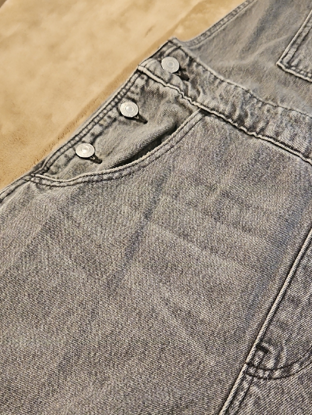 Levi's Gray Washed Denim Overalls - Picture 6 of 12